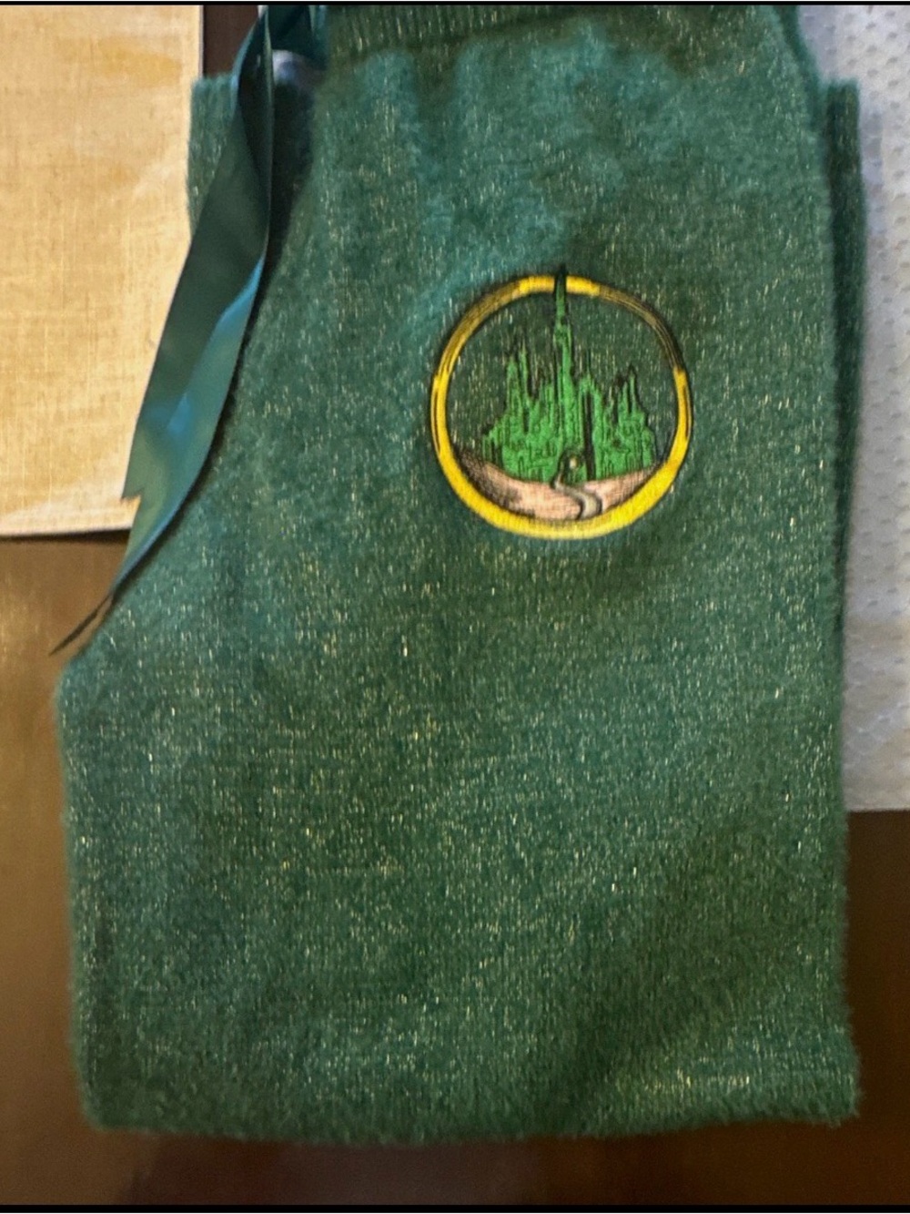 NWOT Green Knit Bottoms with WICKED logo wide leg and super soft